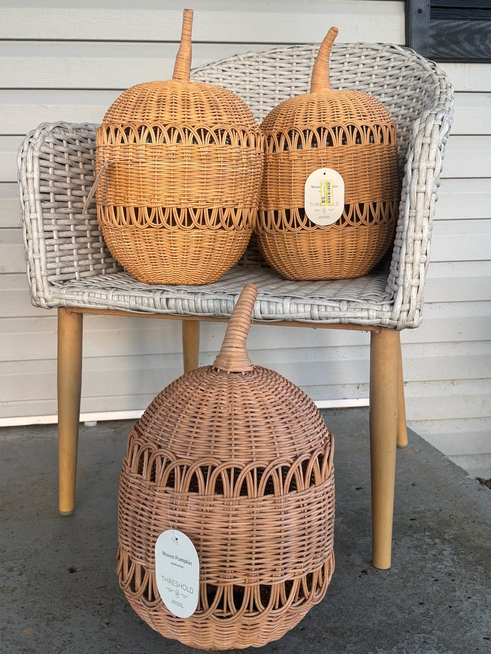 Threshold Wicker Woven Rattan Pumpkin Accent - Natural Brown (one)